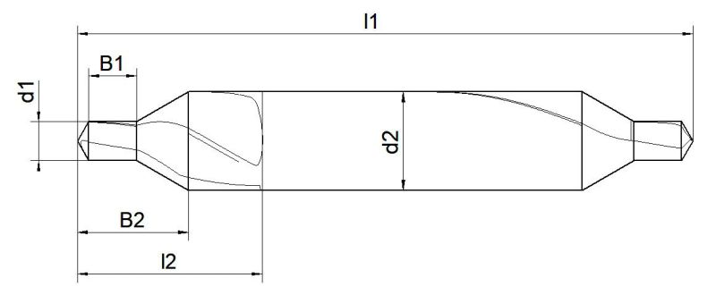 VHM-Zentrierbohrer 60°, Typ N, WN, blank 0.5 x 0.8 x 31.5 mm, SchaftØ 3.15 mm