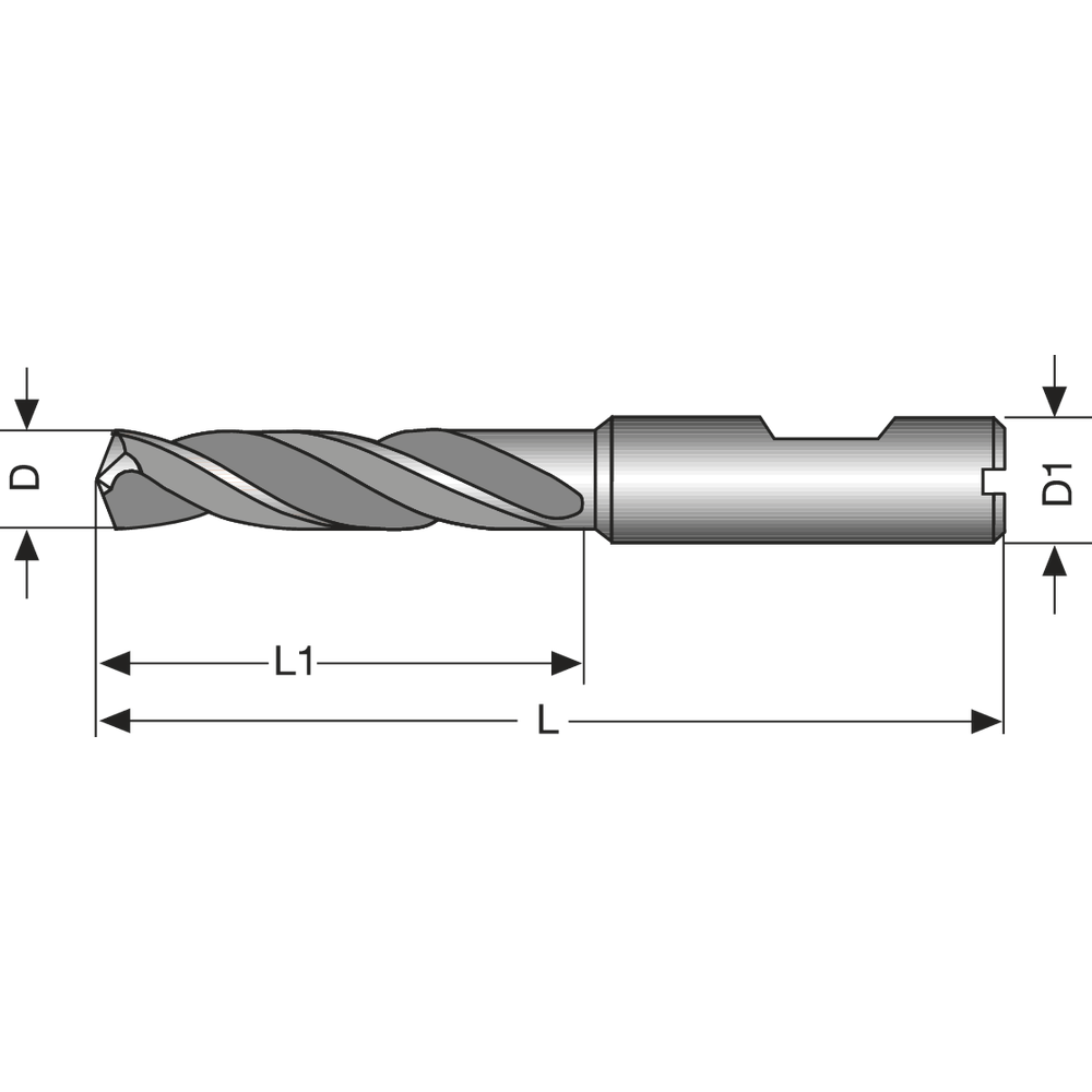 Hochleistungsbohrer VHM 5xD 1mm IK D1=HA AlCrN