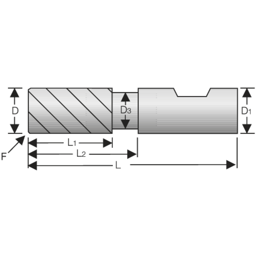 Alu-Schaftfräser VHM 43°/47° 20mm L2=52mm, Z=4 HB, Kantens.-Fase, HPC, TAC