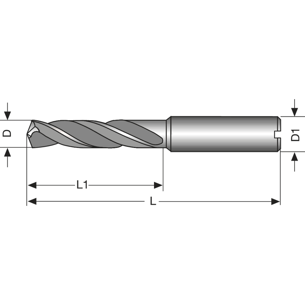 Spiralbohrer VHM HARD 5xD 2mm TiAlSiN