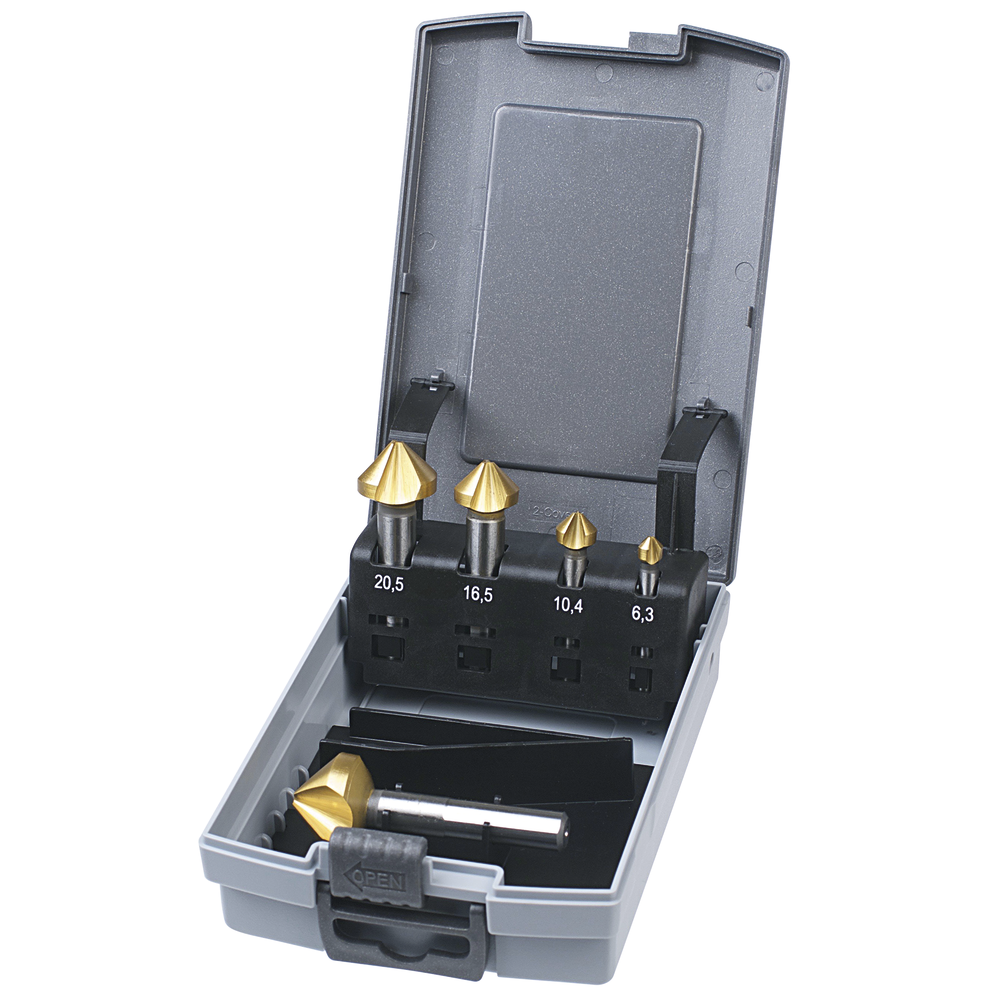 Kegelsenker HSS 90° 6,3-20,5mm harmonische Teilung TiN (6-teilig)