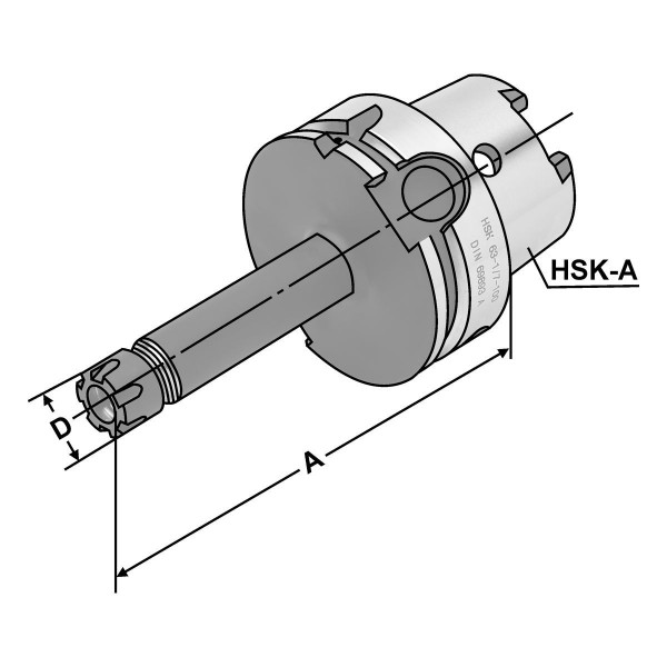 Spannfutter HSK 63-2/13-160 ER20 - Mini DIN 69893 Form A