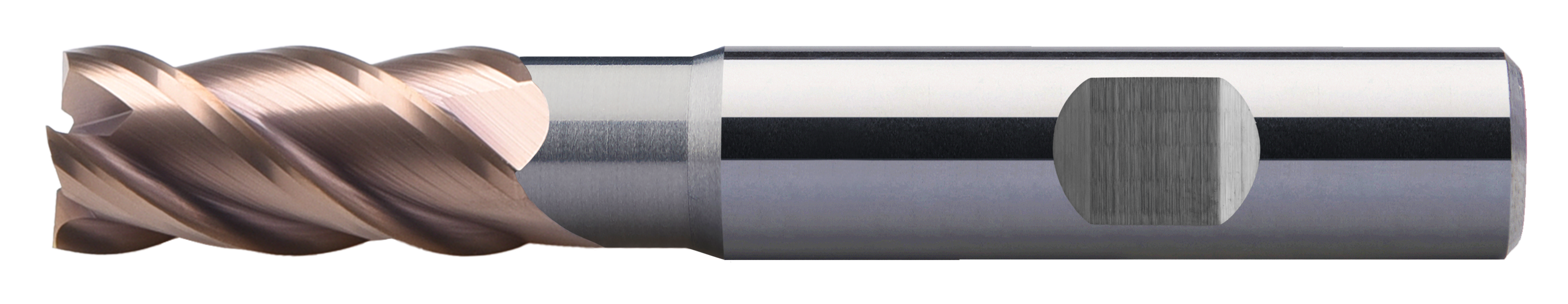 HPMT VHM Schaftfräser, 4Z, 20.0mm, ungl. Tlg./Drall, Weldon, 36-52 HRC, TiSiN