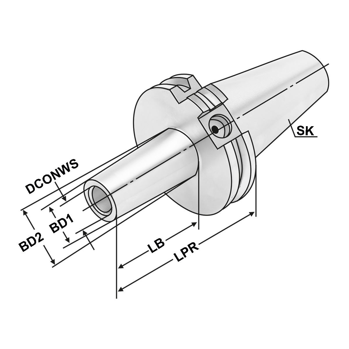 Fräsaufnahme für Einschraubfräser SK40-M10-94-L75 DIN 69871 AD/B