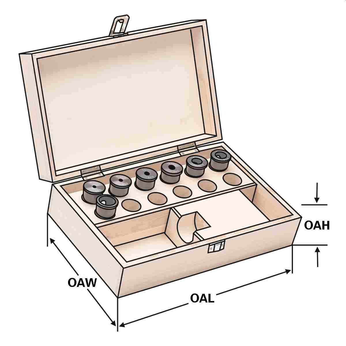 Reduzierungen für VDI Bohrstangenhalter 7 tlg. Satz im Holzkasten