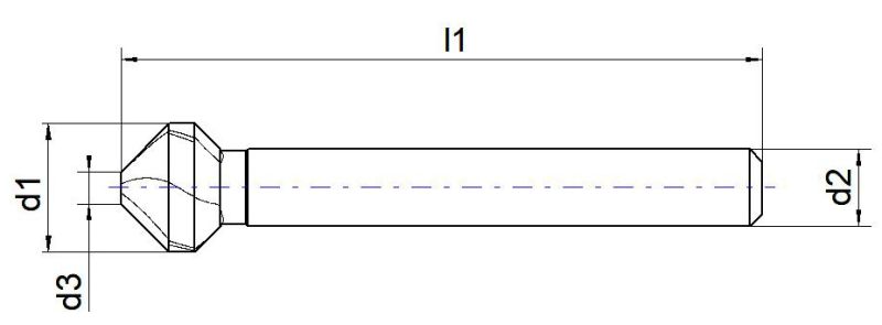 HSSE- Kegelsenker 90°, DIN 335, Form C, Z=3 4,30 x 40 mm, SD 4,0mm