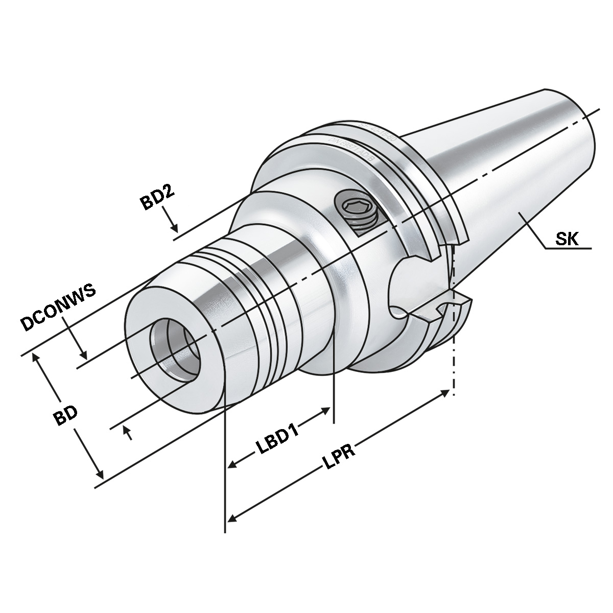 Hydro-Dehnspannfutter SK 40-25-150 DIN 69871 AD/B