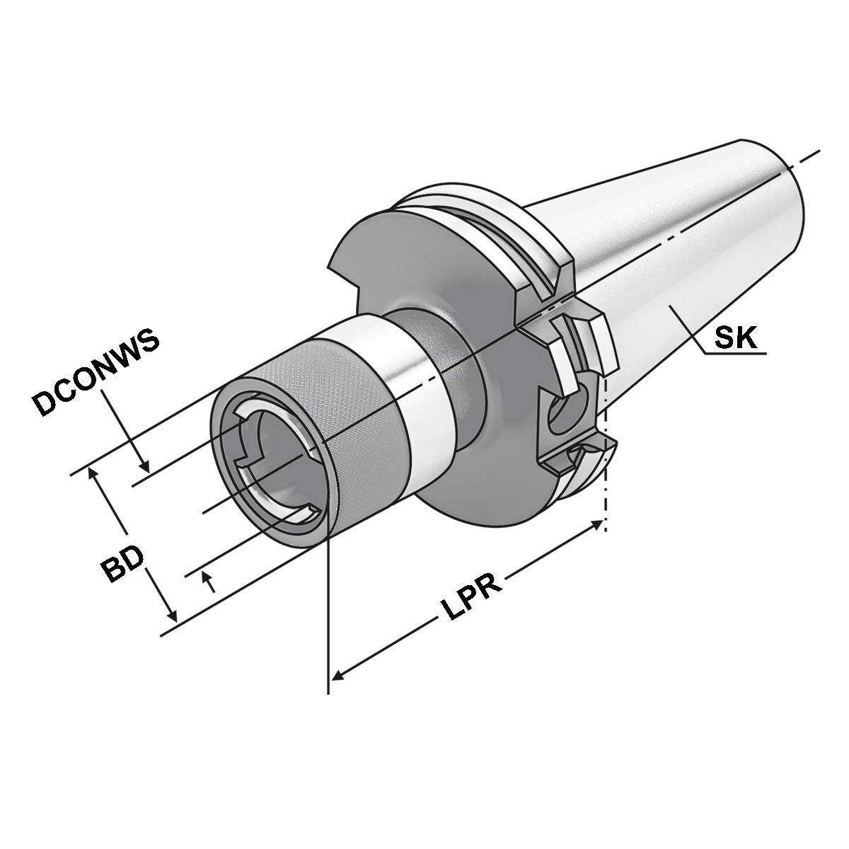 Gewindeschneidfutter SK 40 - M14-M36 - Gr.3 ohne Längenausgleich auf Druck und Zug