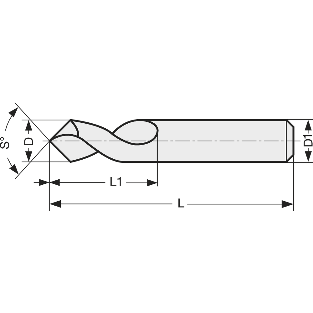 NC-Anbohrer HSS-E 90° 3mm TiN