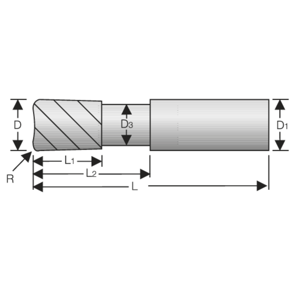 Torusfräser VHM 40° 1mm, R=0,1mm, Z=4 RockTec PRO