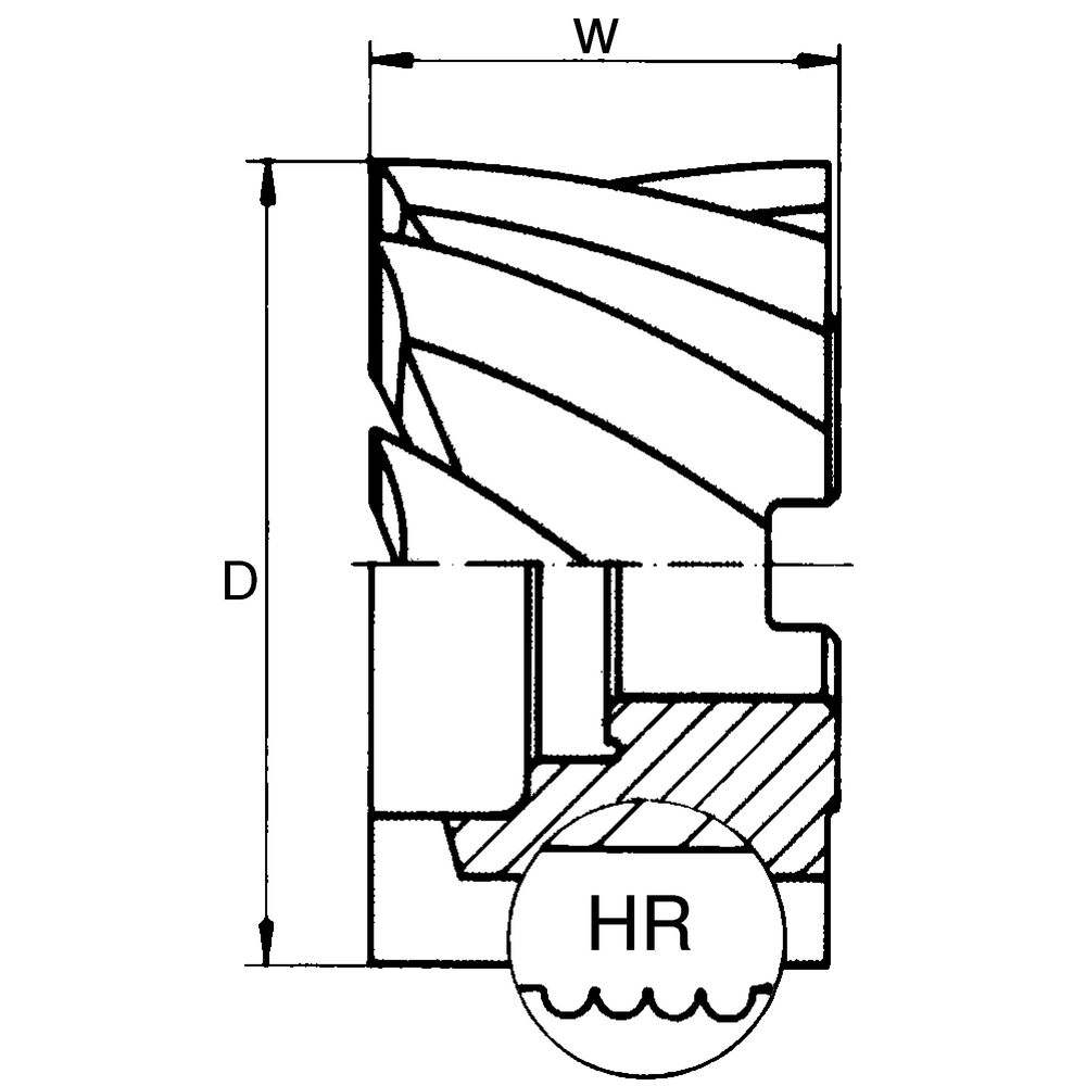 Walzenstirnfräser HSS-E DIN1880HR, 100x50x32mm Z=12 TiAlN