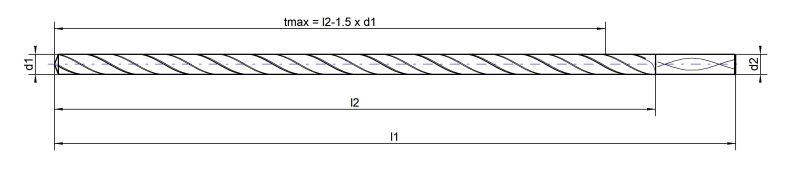 VHM-Tiefloch-Spiralbohrer 20xd, IK, 135°,Z=2, Spezial B.