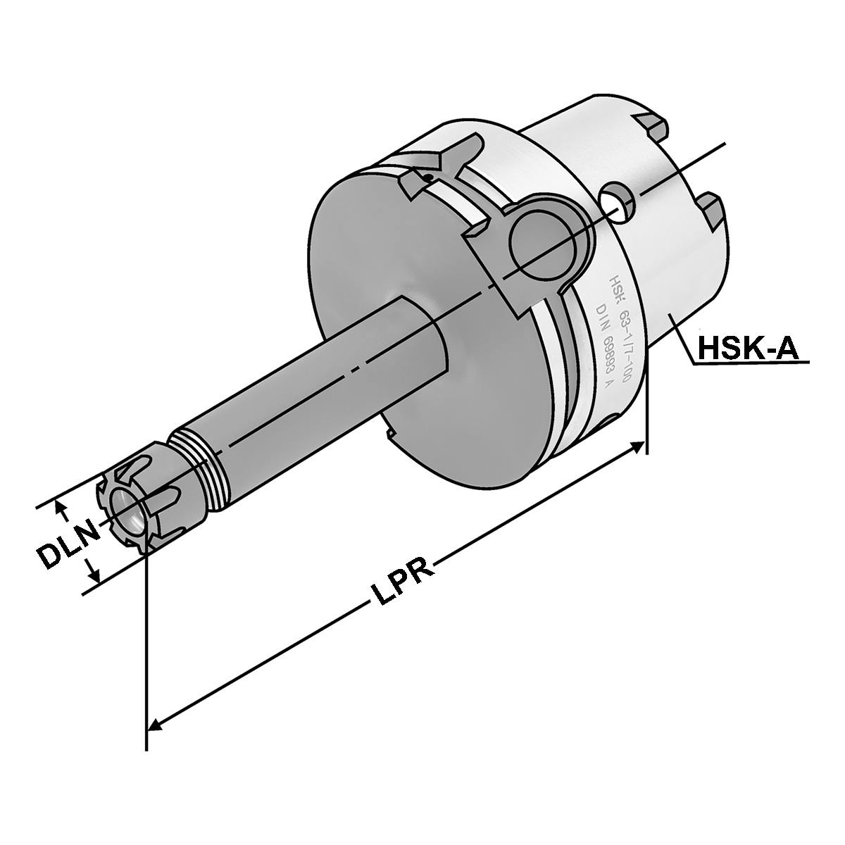 Spannfutter HSK 32-1/10-50 ER16 MINI DIN 69893 Form A