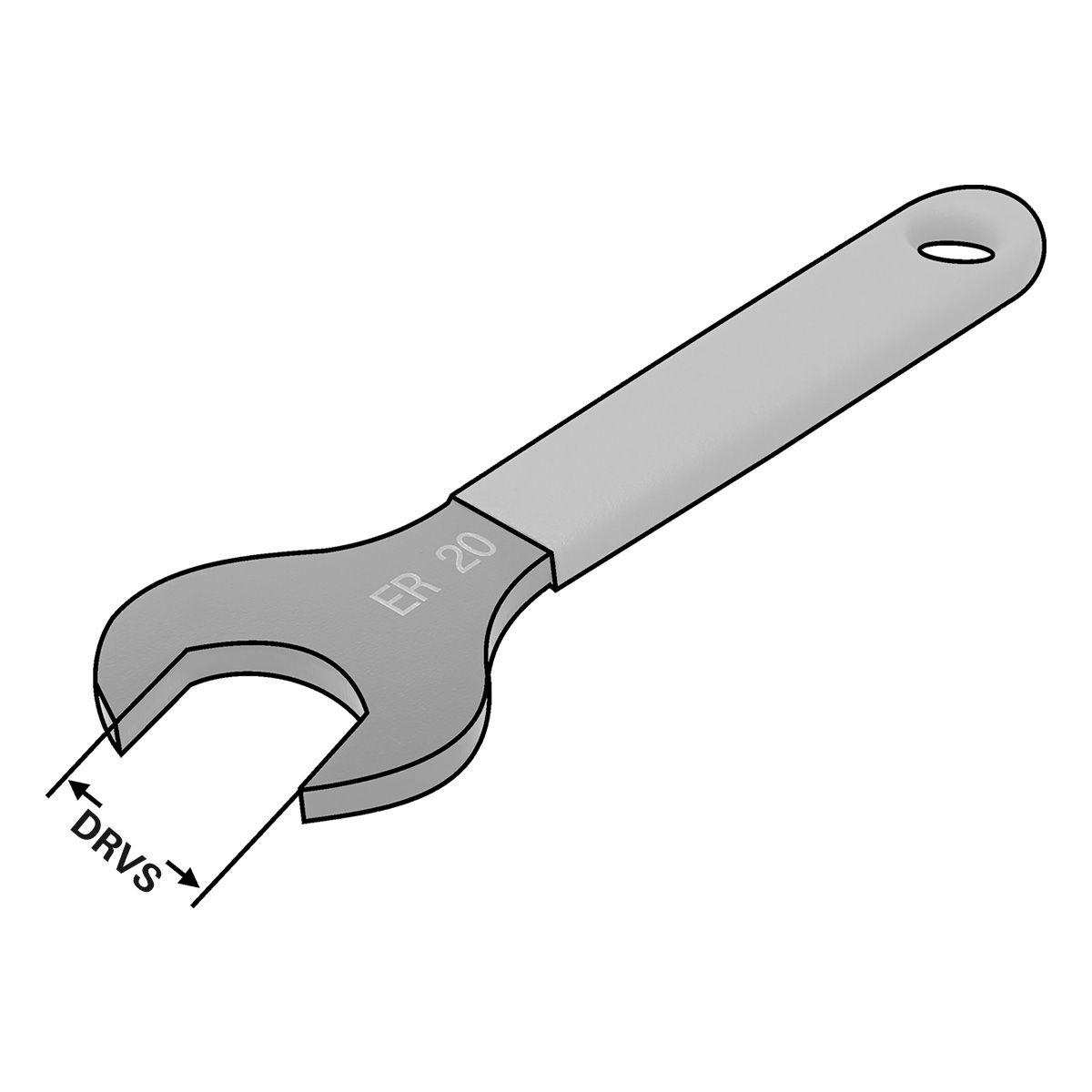 Spannschlüssel | ER20 | 2-13 | D=34 | SW=30 für Sechskantmutter