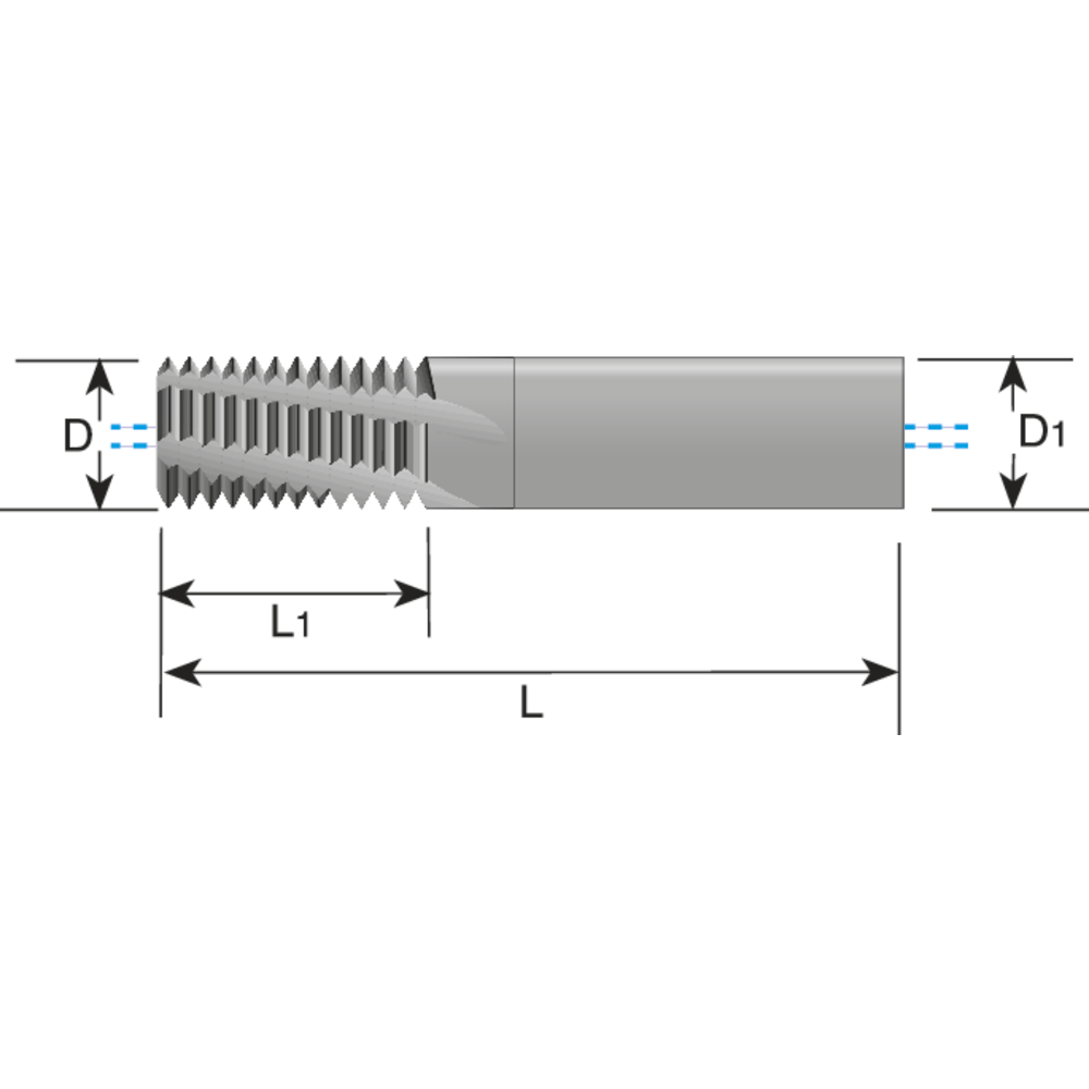 Gewindefräser VHM ISO M4x0,7 , L2=9,0mm , Z3 TiAlN